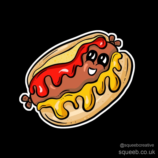 Weenie Roast Hot Dog Retro Cartoon Character Chill Squeeb Creative