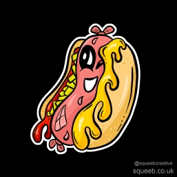 Weenie Roast Hot Dog Retro Cartoon Character Winking Squeeb Creative