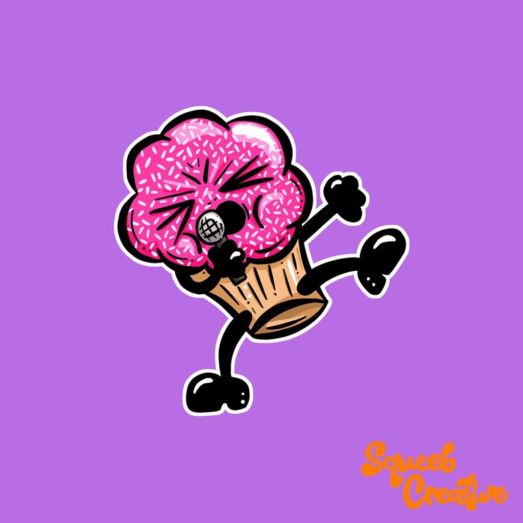 Singing Cupcake Doodle Cartoon by Shelly Still