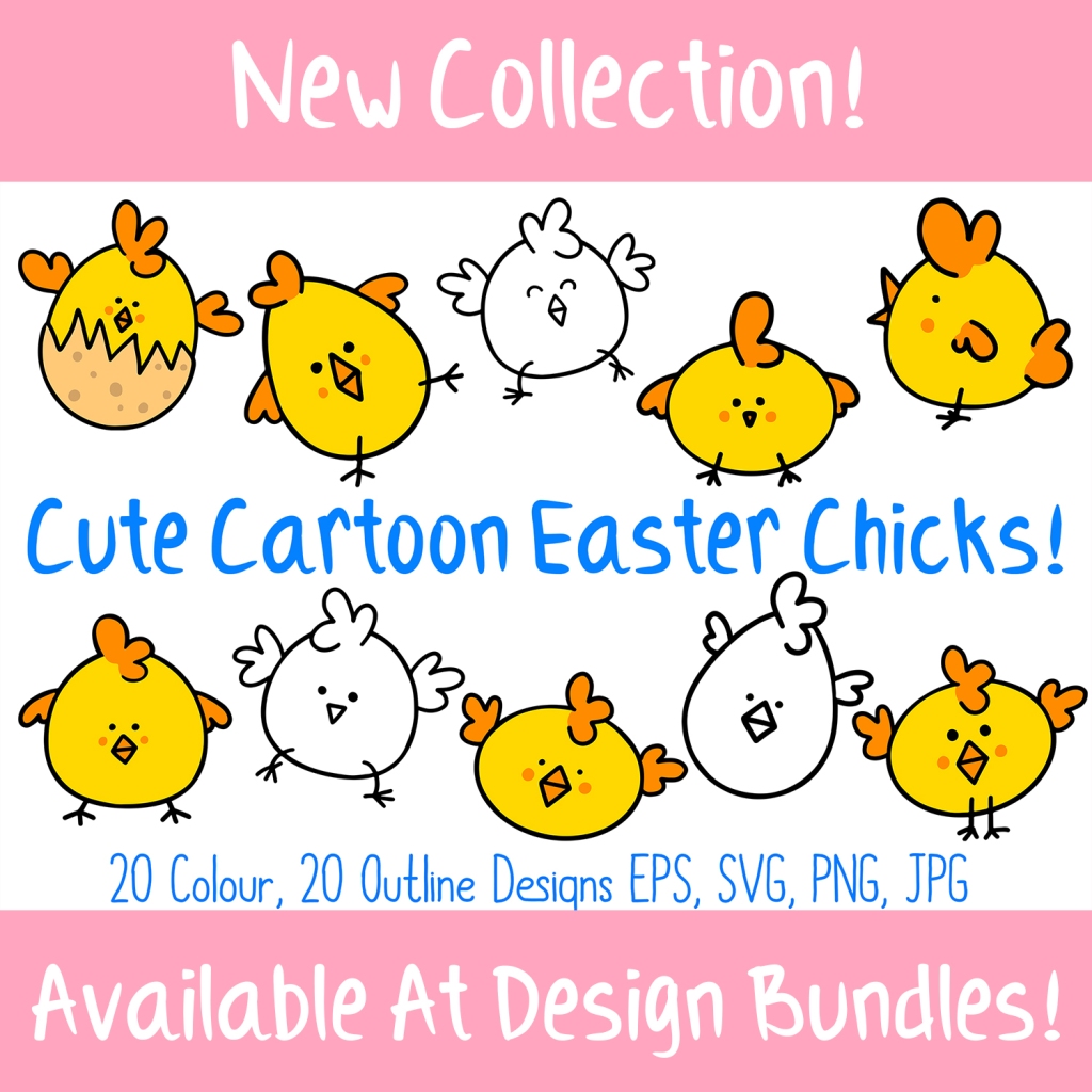 Cartoon Easter Chick Illustration Icon Collection by Squeeb Creative