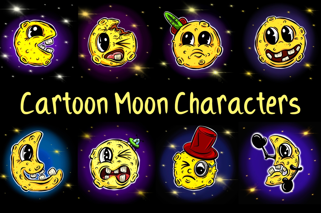 Cartoon Collection of moons Lunar Illustration Squeeb Creative