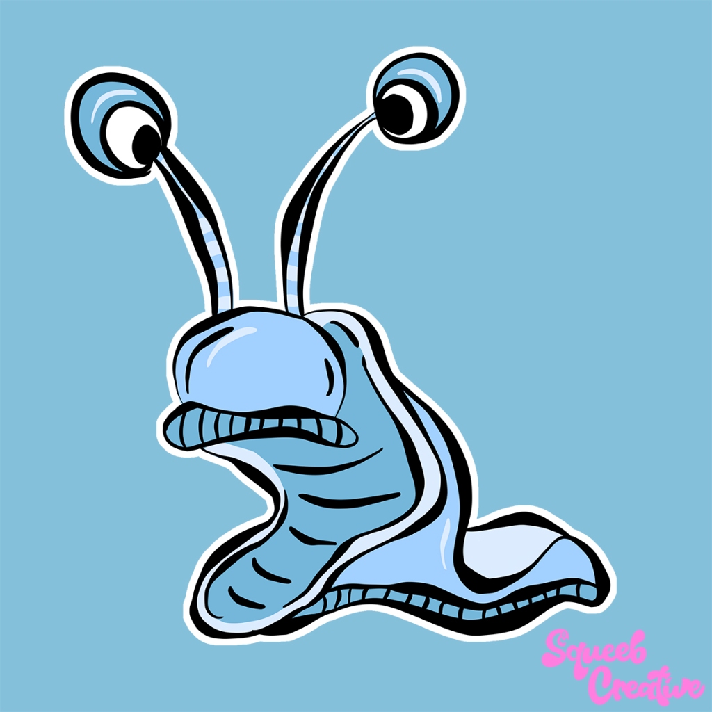Sad slug doodle sketch by Squeeb Creative 
