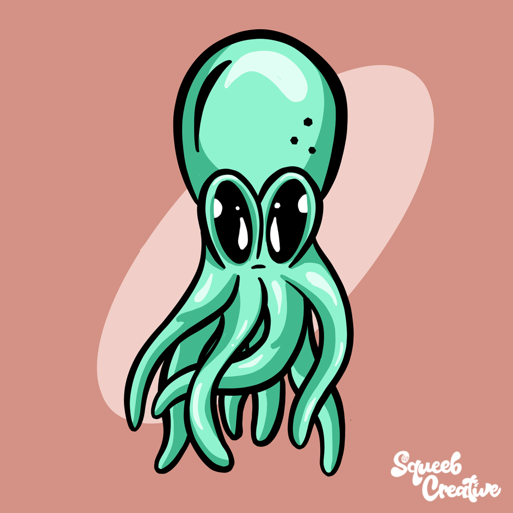 Cartoon Octopus Character Mascot Logo by Squeeb Creative 1